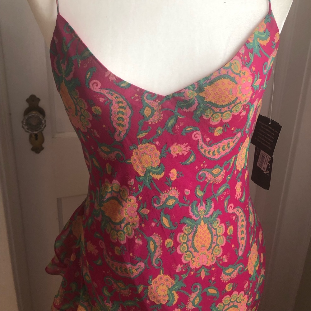 Ralph Lauren Barbados HiLo Silk Magenta Dress Sz 4